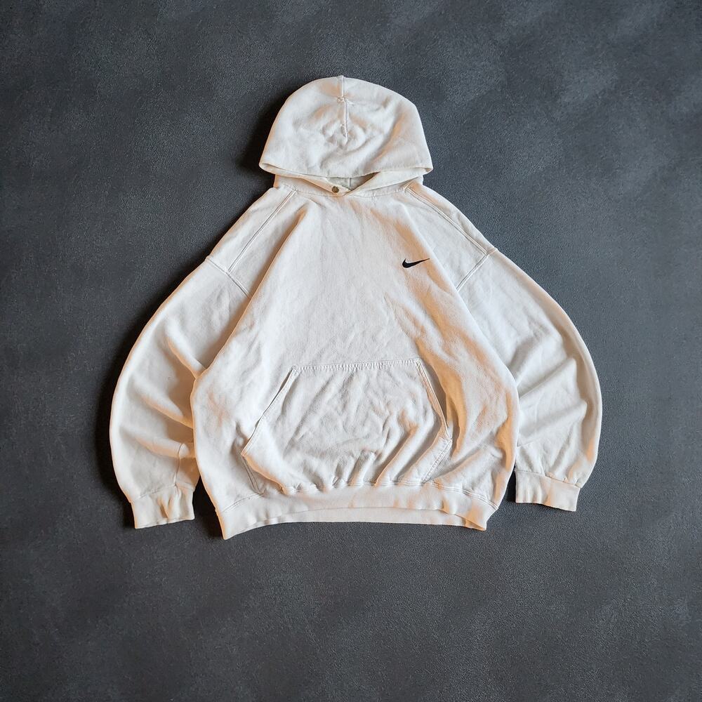 Vintage 90's Nike Mini Side Swoosh White Pullover Hoodie Large